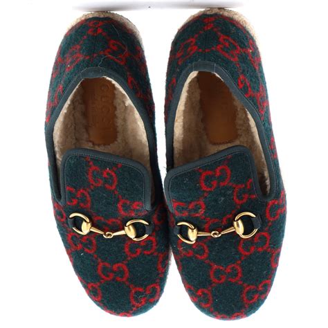 Gucci Women's Fria GG Wool Loafers 